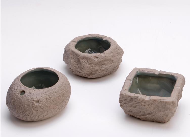 粗陶仿石防飞灰便携装饰办公烟缸