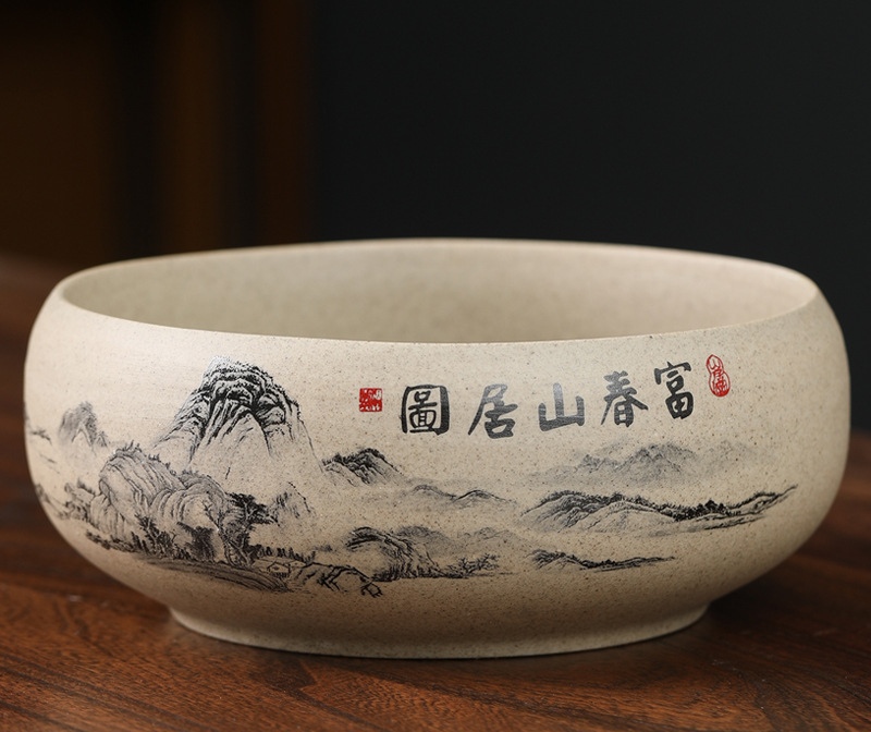 茶台茶渣废水缸超大24厘米家用客厅粗陶中小码时尚烟灰艾灸接灰缸