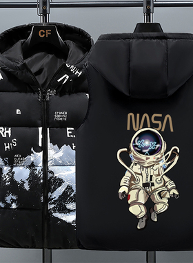 两面穿羽绒棉马甲外套青少年学生连帽潮流大码坎肩马夹保暖背心