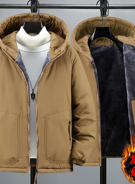 2025新款冬季男士加绒棉衣潮流帅气保暖外套加肥加大上衣男装棉服