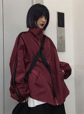 春季外套女运动休闲百搭学生少女上衣红色男女情侣装潮流ins长袖