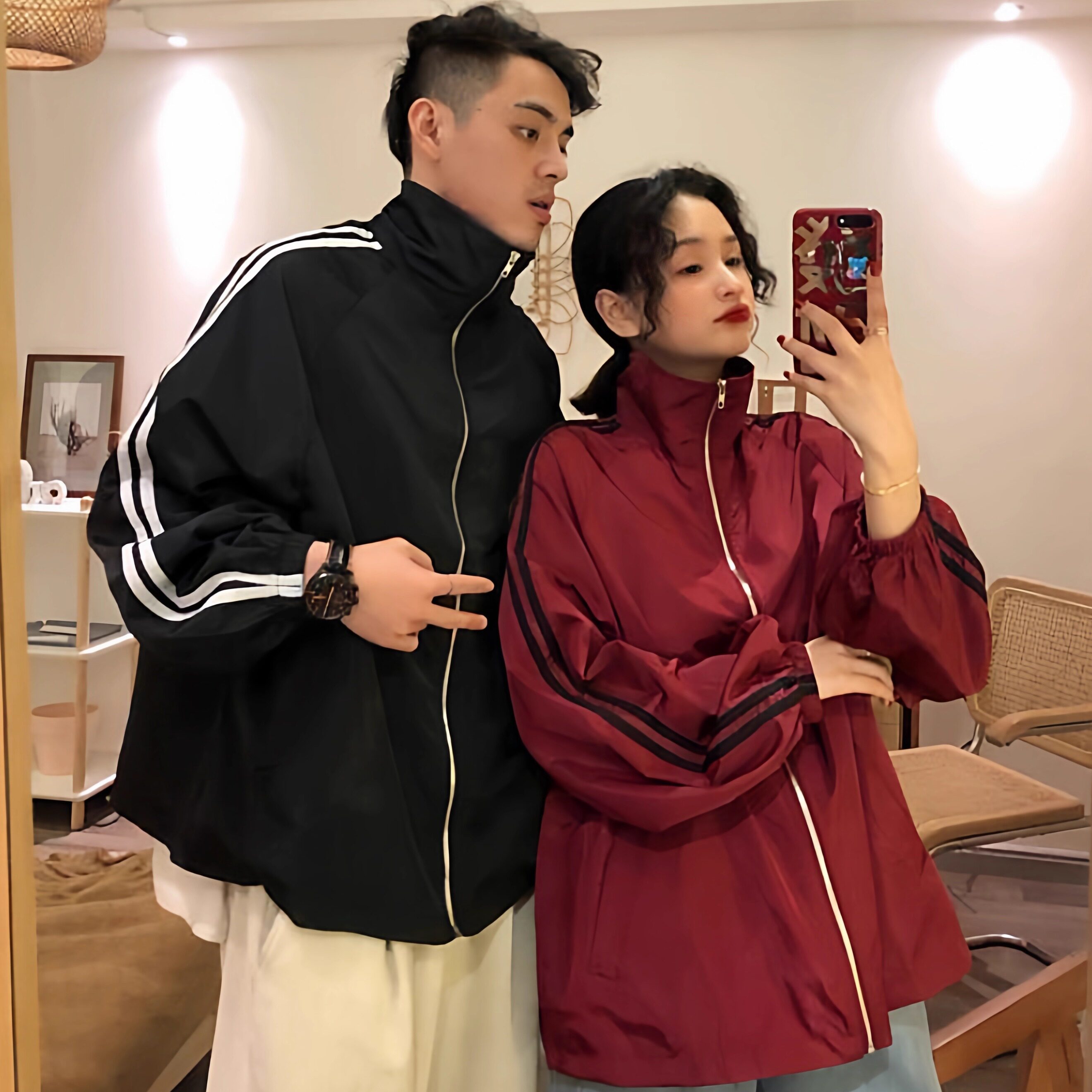 复古休闲外套女2026春秋季新款韩版宽松休闲运动学生长袖情侣上衣