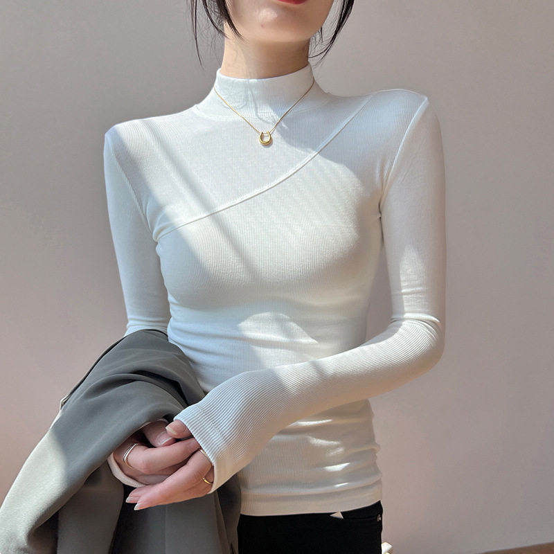 赠送运费险半高领针织打底衫女图片