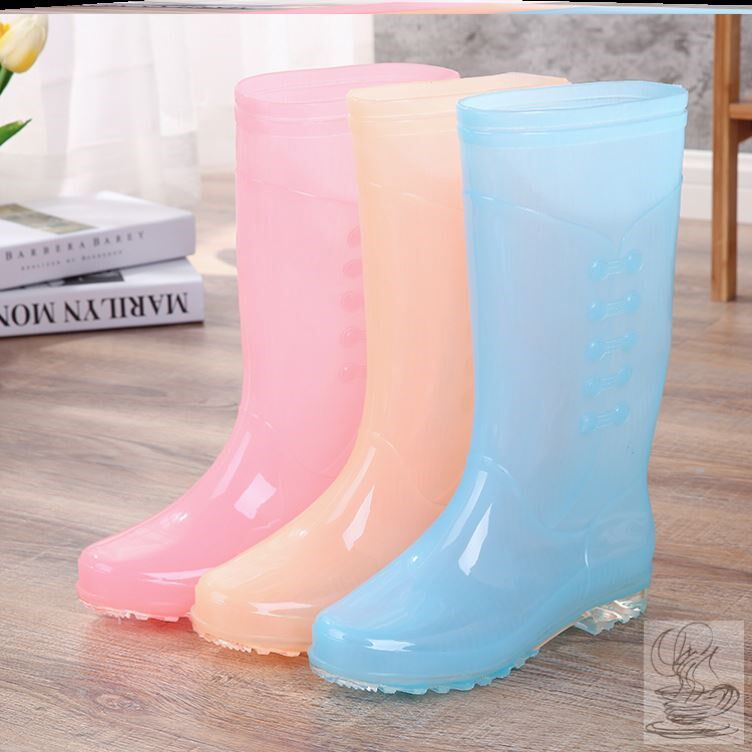 GOOD-LOOKING RAIN BOOTS WOMENS NEW WATER SHOES RUBBER SHOES WOMENS FASHION INTERNET CELEBRITY HIGH WATERPROOF ANTI-SLIP WOMENS RAIN BOOTS MEDIUM