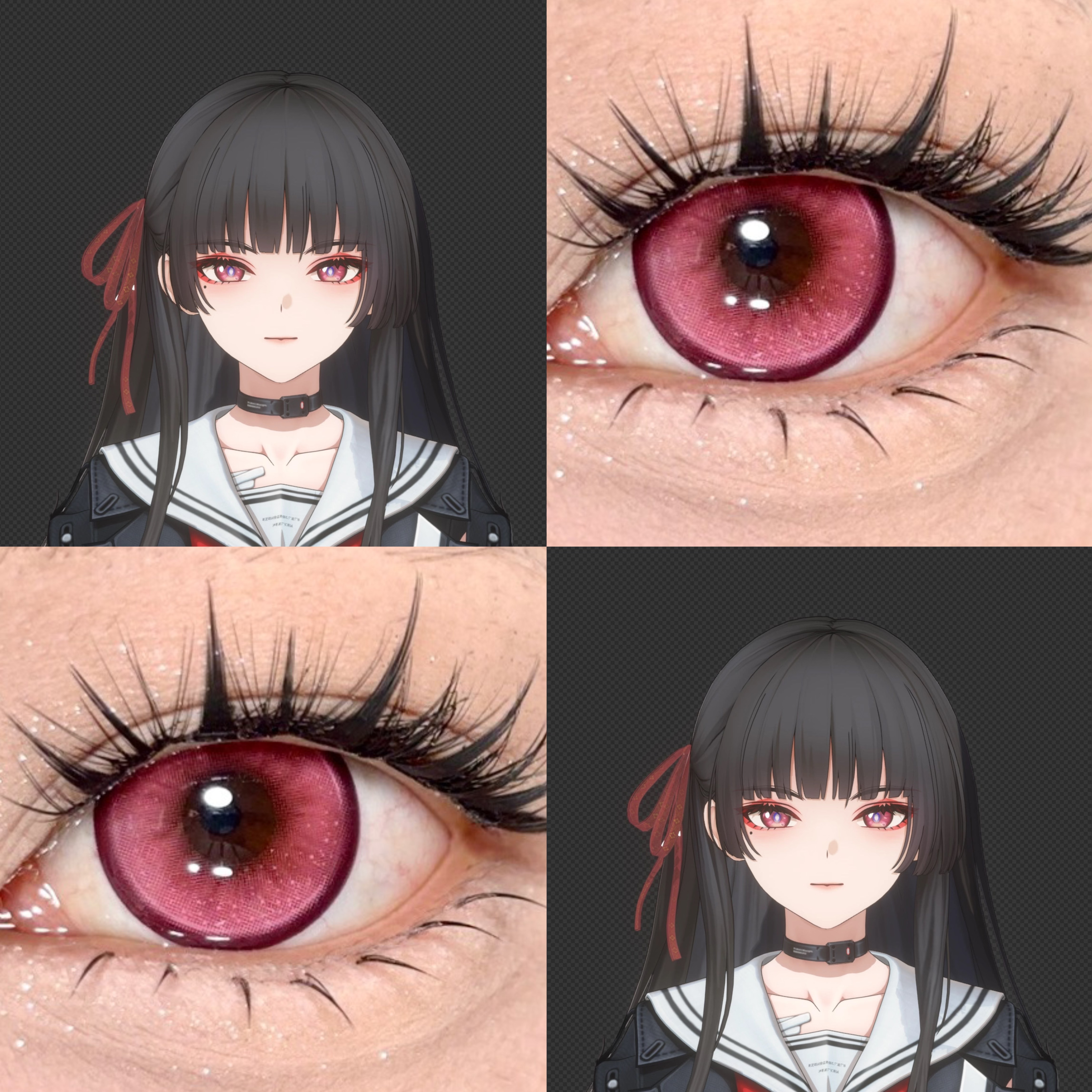 千咲cos美瞳日抛粉色鸣潮女砰砰玫草莓粉血红光环萤火黛粉显色WE