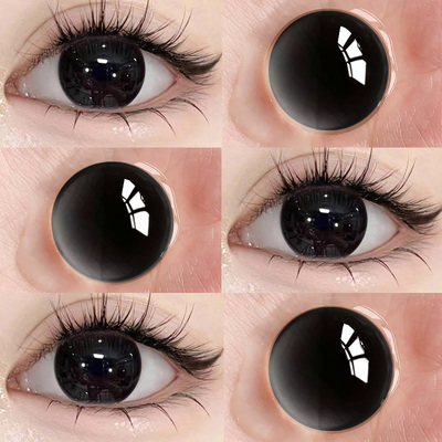 送海丽恩护理液黑色美瞳半年抛大直径纯欲隐形眼镜年抛旗舰店FST