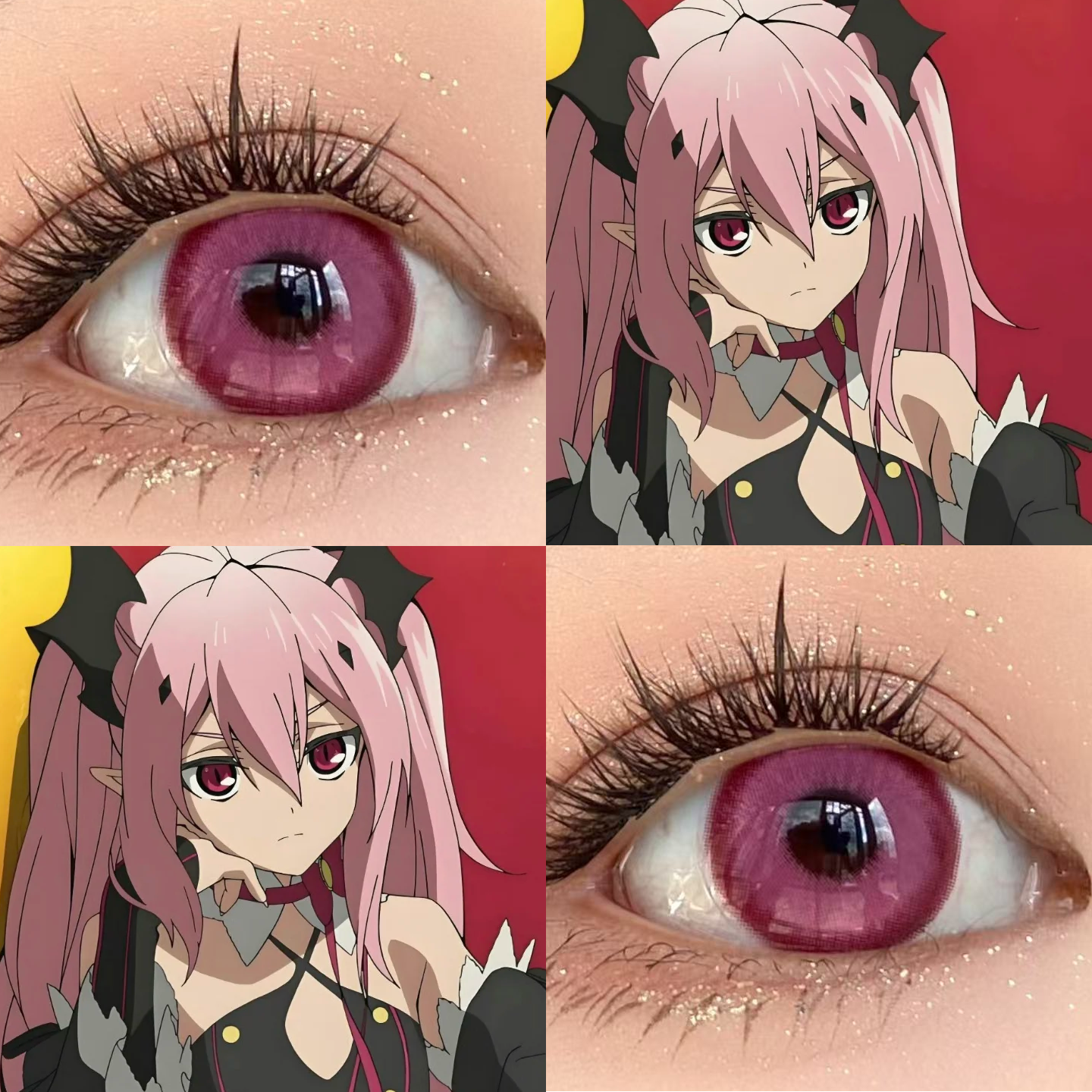 克鲁鲁美瞳cos粉色星云粉水三千浆果玫红砰砰玫甜心玫粉正品hn