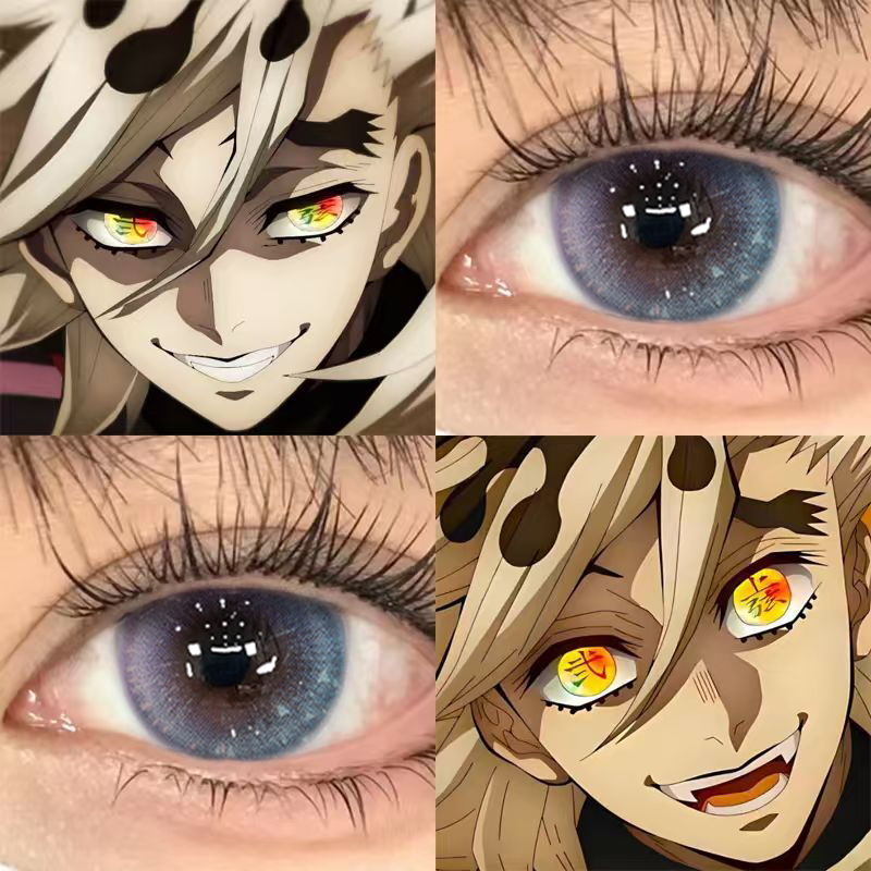 童磨cos美瞳半年抛鬼灭之刃上弦之二荧翅闪蝶月灵以西显色男CTB