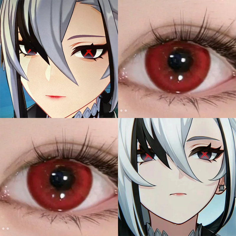 仆人cos美瞳原神阿蕾奇诺年抛小直径正品赤红莲隐形眼镜漫展佳WE