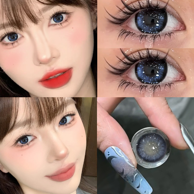 正品普鲁士蓝色系美瞳半年抛大直径混血cos万圣节隐形眼镜年抛FYP