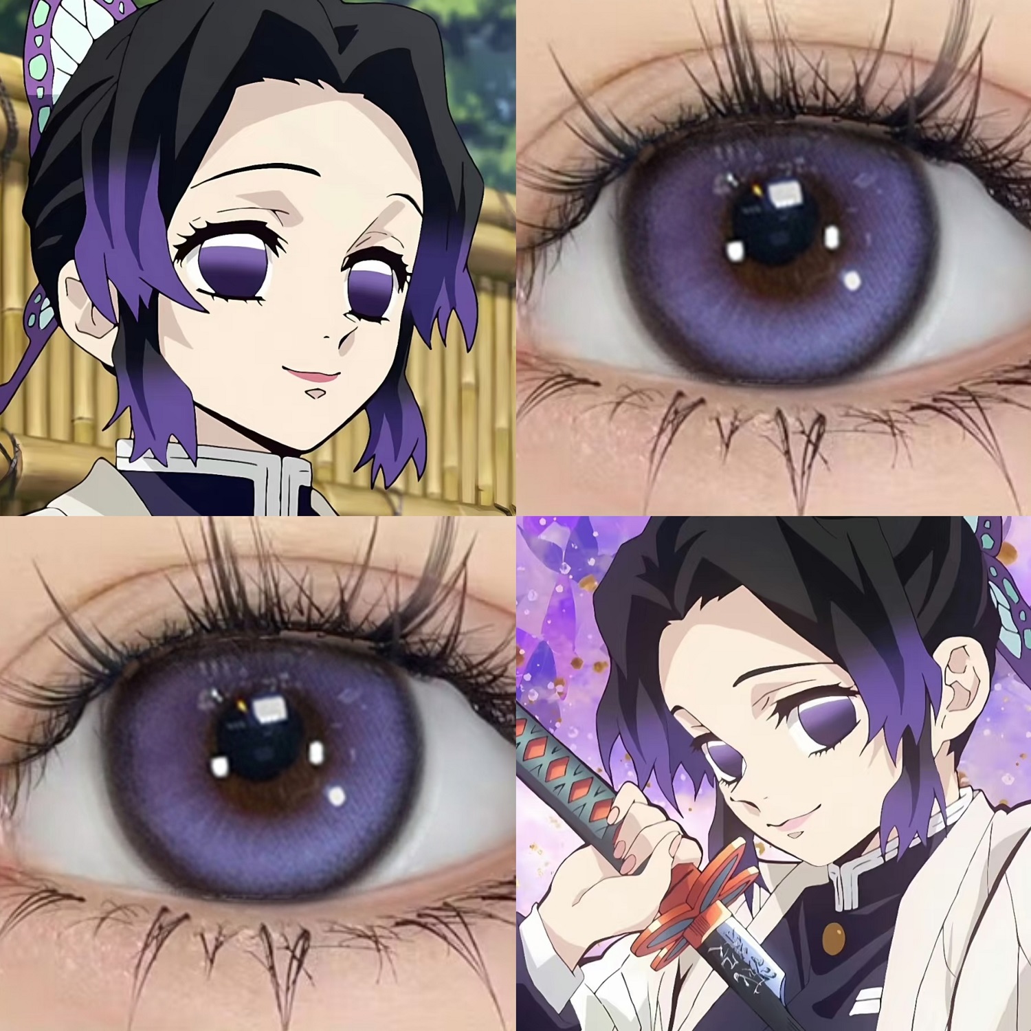 蝴蝶忍cos美瞳鬼灭之刃紫色显色大直径年抛隐形眼镜正品漫展JYP