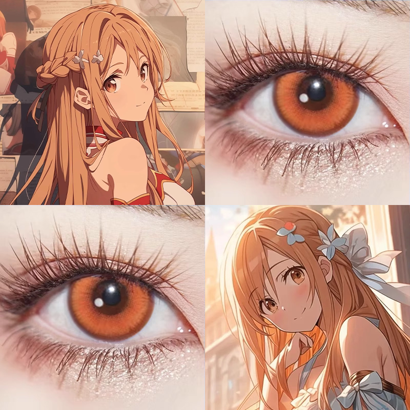 亚丝娜cos美瞳日半年抛枫原橙显色1:1还原刀剑神域漫展隐形眼镜gc图片