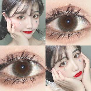 hemi青椰绿美瞳半年抛两片装小直径14.2青灰色无锁边隐形眼镜DST