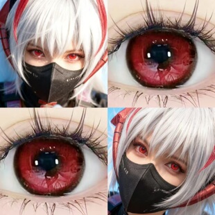 三角州行动麦晓雯cos红色美瞳大红皮维什戴尔漫展隐形眼镜2TB