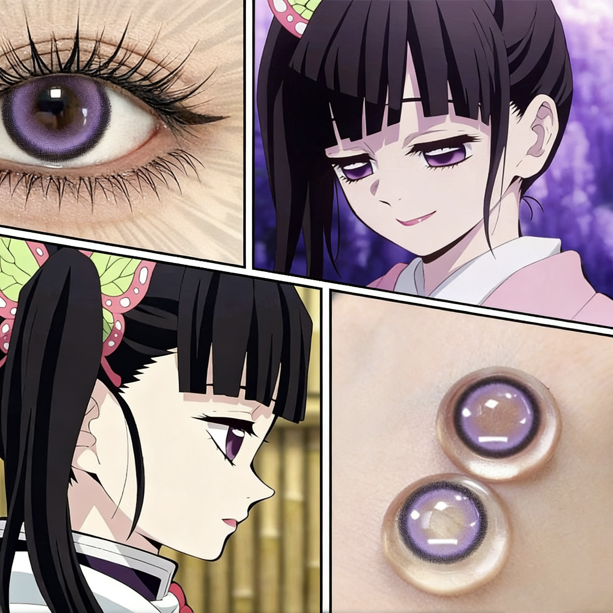 送护理液】香奈乎cos美瞳鬼灭之刃大直径半年抛两片装紫色显色6tb