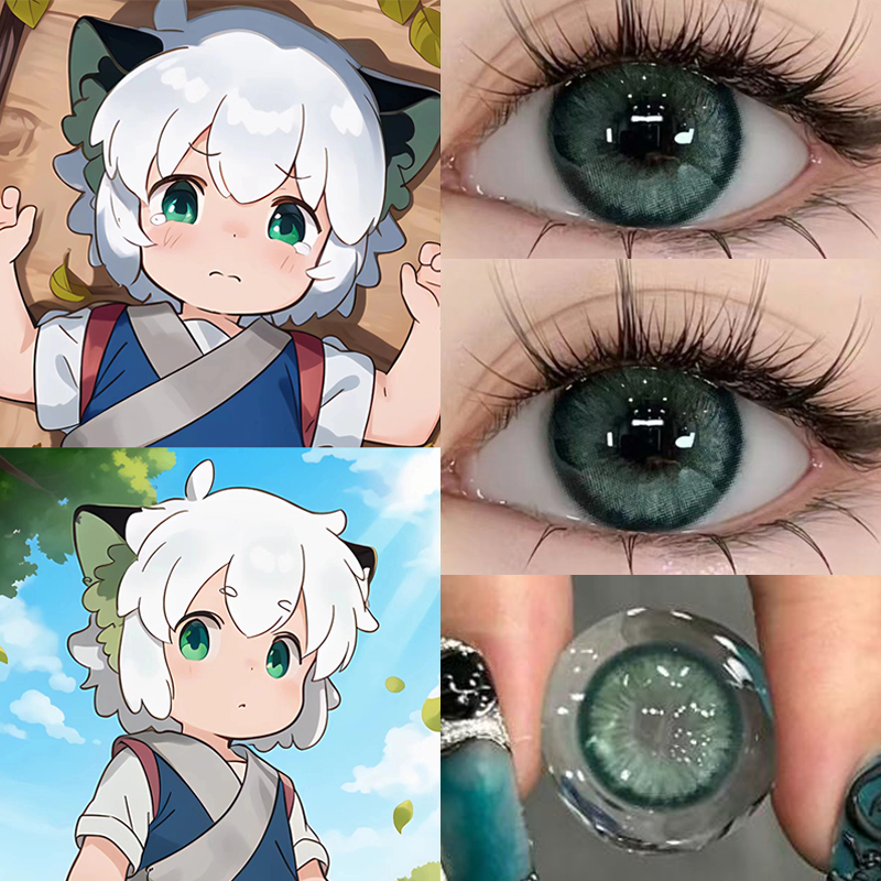 罗小黑cos美瞳半年抛大直径绿色混血款罗小黑战记cos隐形眼镜3yp