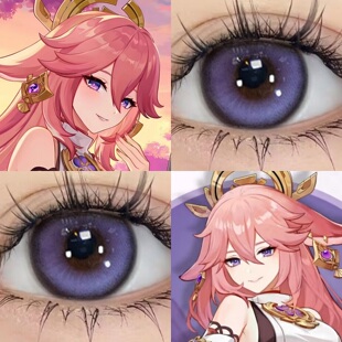 八重神子cos美瞳半年抛紫色混血显色原神半年抛漫展隐形眼镜2tb