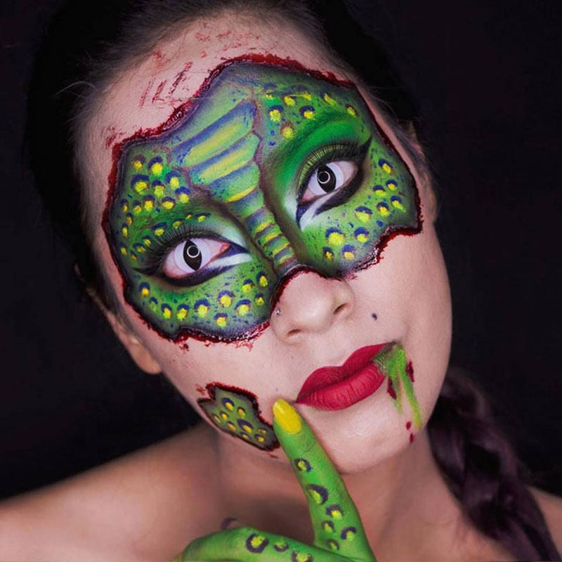 2片装恐怖美瞳cosplay艺术片唯佳红全黑白蓝紫绿色盲人隐形眼镜ly