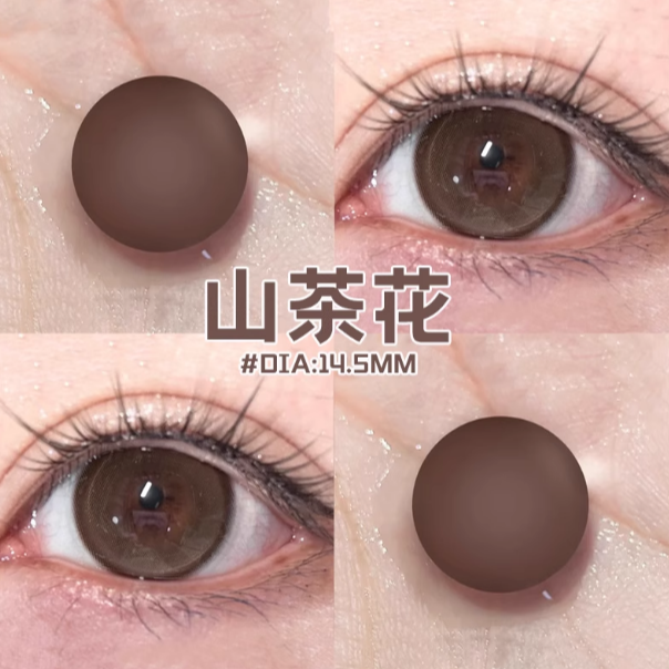 海丽恩润眼液山茶花美瞳日抛30片一次性大直径棕色次抛隐形眼镜qy