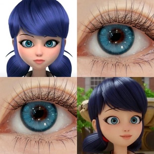 玛丽娜cos美瞳瓢虫雷迪蓝色半年抛小大直径显色隐形眼镜漫展佳we