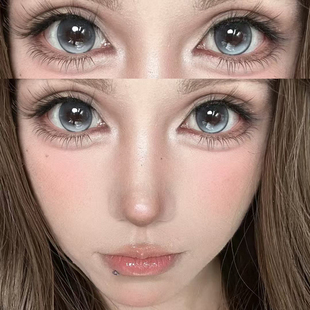 kirafairy美瞳冰泪光蓝色半年抛冬日冻伤妆大直径彩色隐形眼镜7TB