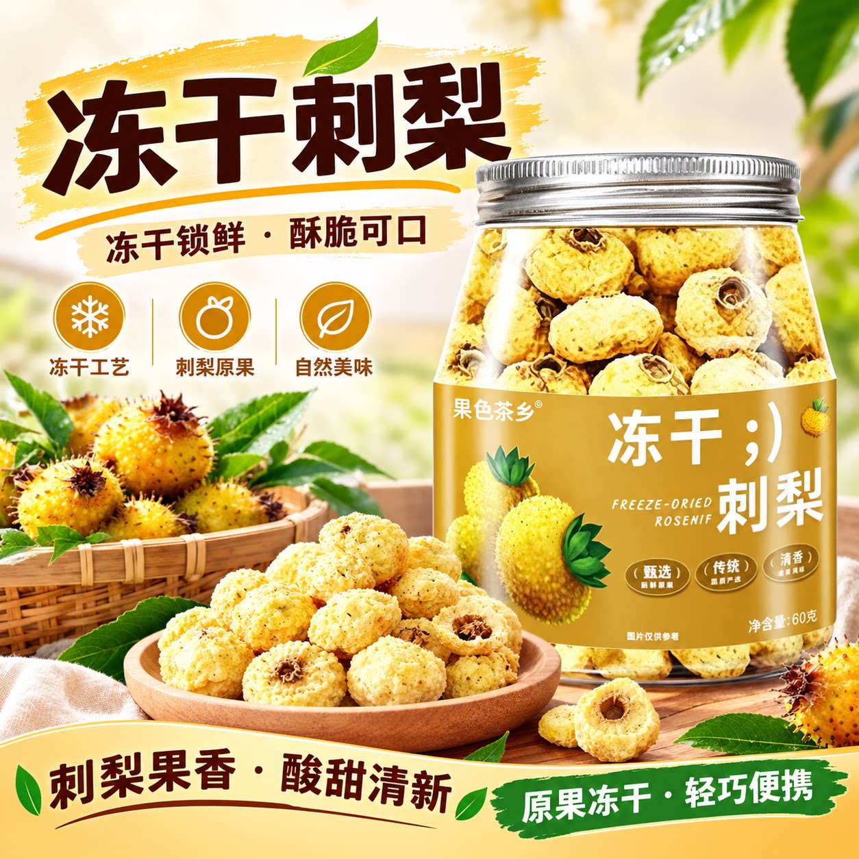 刺梨干刺梨鲜果刺梨冻干刺梨冻原贵州刺梨干官方正品正宗特产6LB