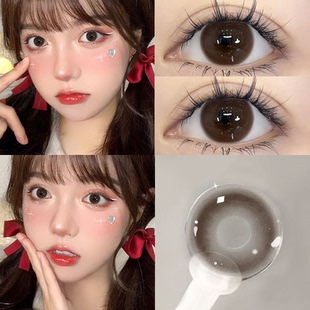 蒸汽泪光同款美瞳半年抛浮光黑摩豆生巧杏仁可可棕隐形眼镜zLT