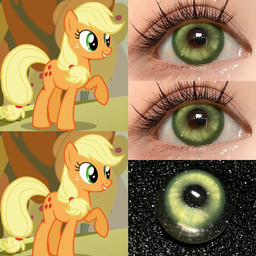 苹果嘉儿cos美瞳半年抛绿色我的小马驹混血显色大直径隐形眼镜WE