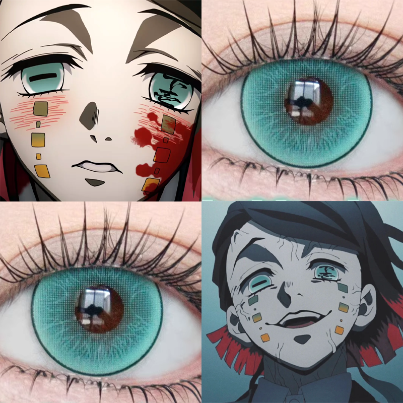 魇梦cos美瞳日半年抛鬼灭之刃薄暮冰湖青玉琉璃鬼灭蓝清落玉宜hn