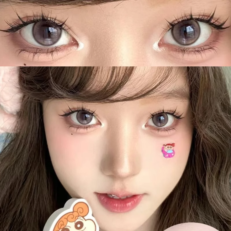 himi日光棕黑不溜秋美瞳半年抛大直径自然隐形眼镜年抛买1送1副gc