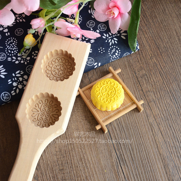 包邮仿古花木质月饼模具青团南瓜饼绿豆糕点心面食粿粑馒头印烘焙