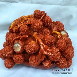 高仿寿山石荔枝观赏摆件家居客厅玄关电视柜工艺品收藏品礼品摆设