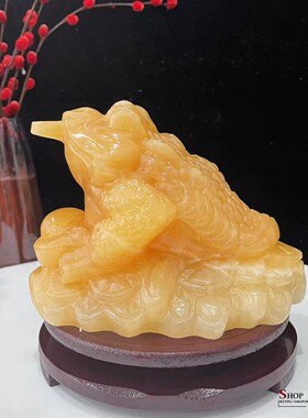 天然米黄玉金蟾摆件家居客厅电视柜书房酒柜精美装饰品工艺品摆设