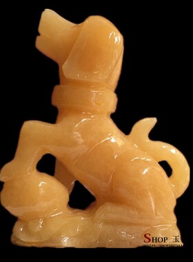 天然米黄玉生肖狗摆件家居客厅玄关酒柜书房办公室工艺品礼品摆设