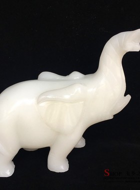 天然白玉大象摆件吉祥物家居客厅酒柜办公室装饰品工艺品礼品摆设