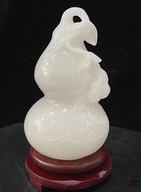 天然白玉实心葫芦摆件吉祥物福禄家居客厅酒柜开业乔迁装饰品摆设