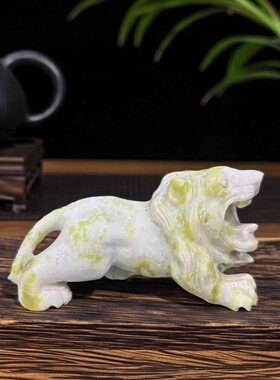 天然玉石狮子摆件家居装饰品客厅酒柜办公室工艺品玉雕吉祥物摆设