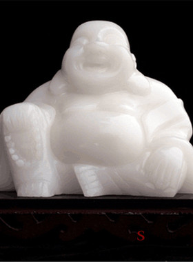 天然阿富汗玉石笑佛摆件家居客厅玄关书房酒柜装饰工艺品礼品摆设