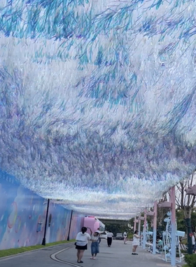 雨丝帘吊顶镭射进口雨丝装饰彩带幻彩色七彩商场乐园吊顶装饰蓝色