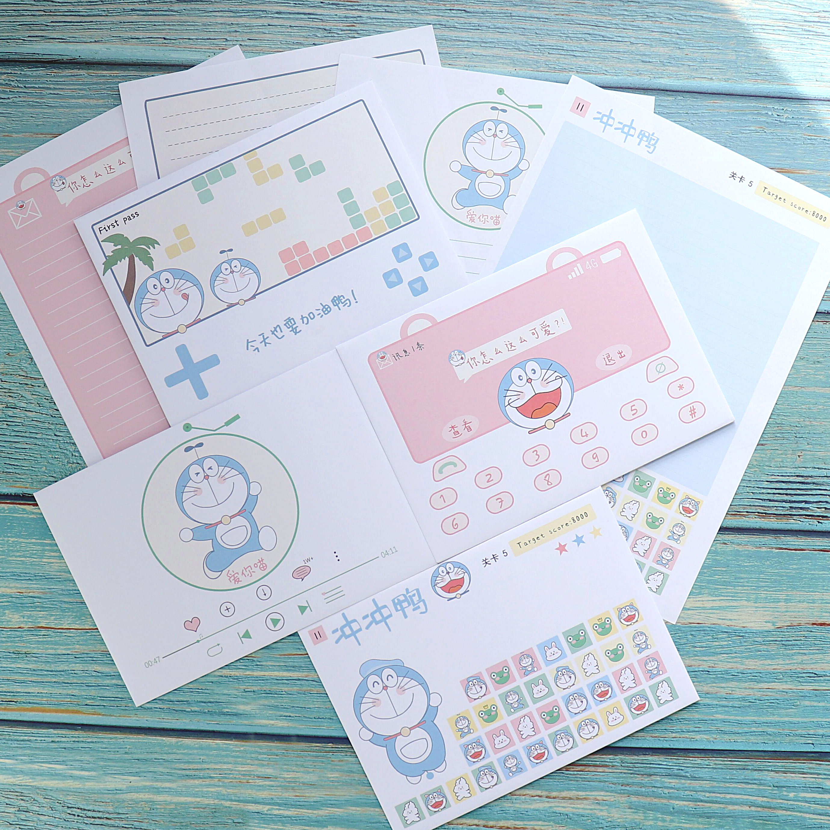 叮当猫日系冲鸭超可爱信纸信封套装搞怪有趣鼓励学生ins写信稿纸