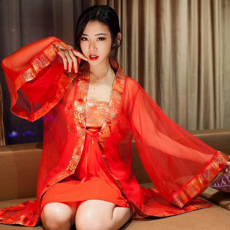 睡衣诱惑服长袖睡袍套装内衣浴袍