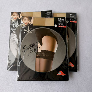 SK4500带硅胶薄10D过膝丝袜长筒袜 夏季超弹防卷落花边高筒长统袜