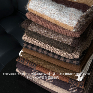 BACKNOW咖啡色系围巾女2026新款秋冬披肩复古双面可戴保暖围脖男