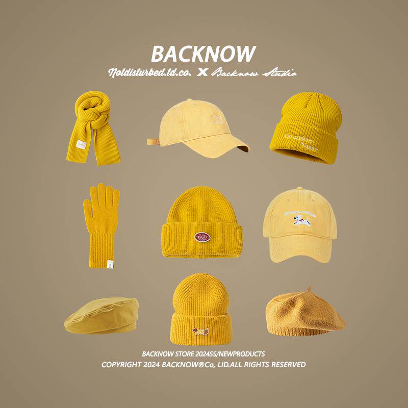 高级感黄色帽子围巾合集冬季新款