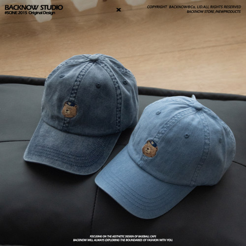 BACKNOW小熊牛仔棒球帽显脸小