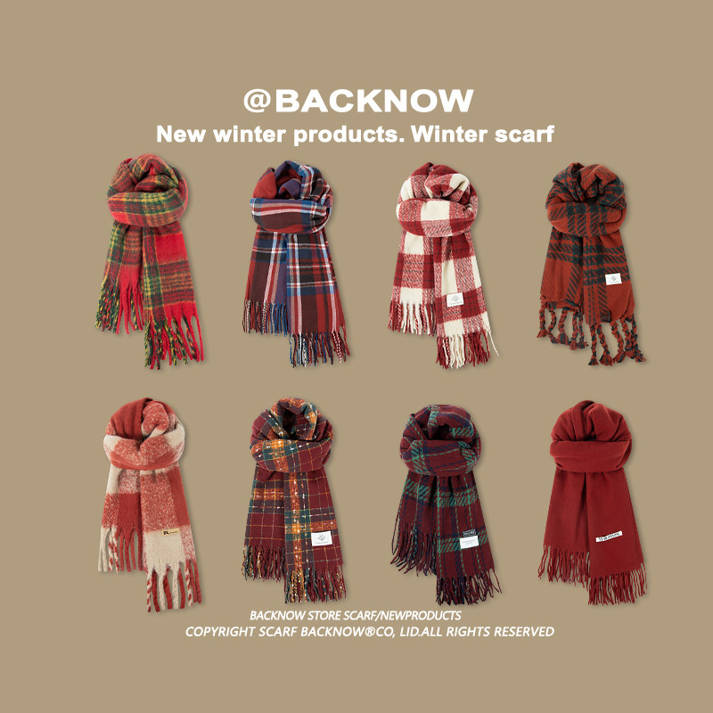 BACKNOW红色合集！围巾格纹男女