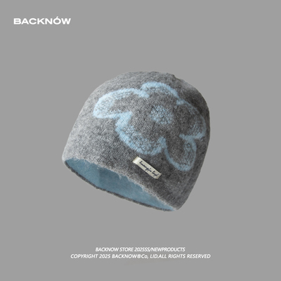 设计感花朵毛线帽韩系ins针织帽