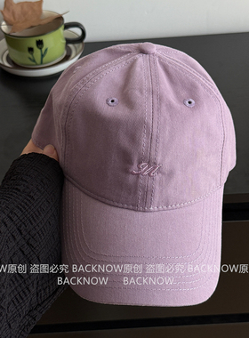 BACKNOW原创自制棒球帽吴磊同款紫色鸭舌帽显脸小大头围复古帽子
