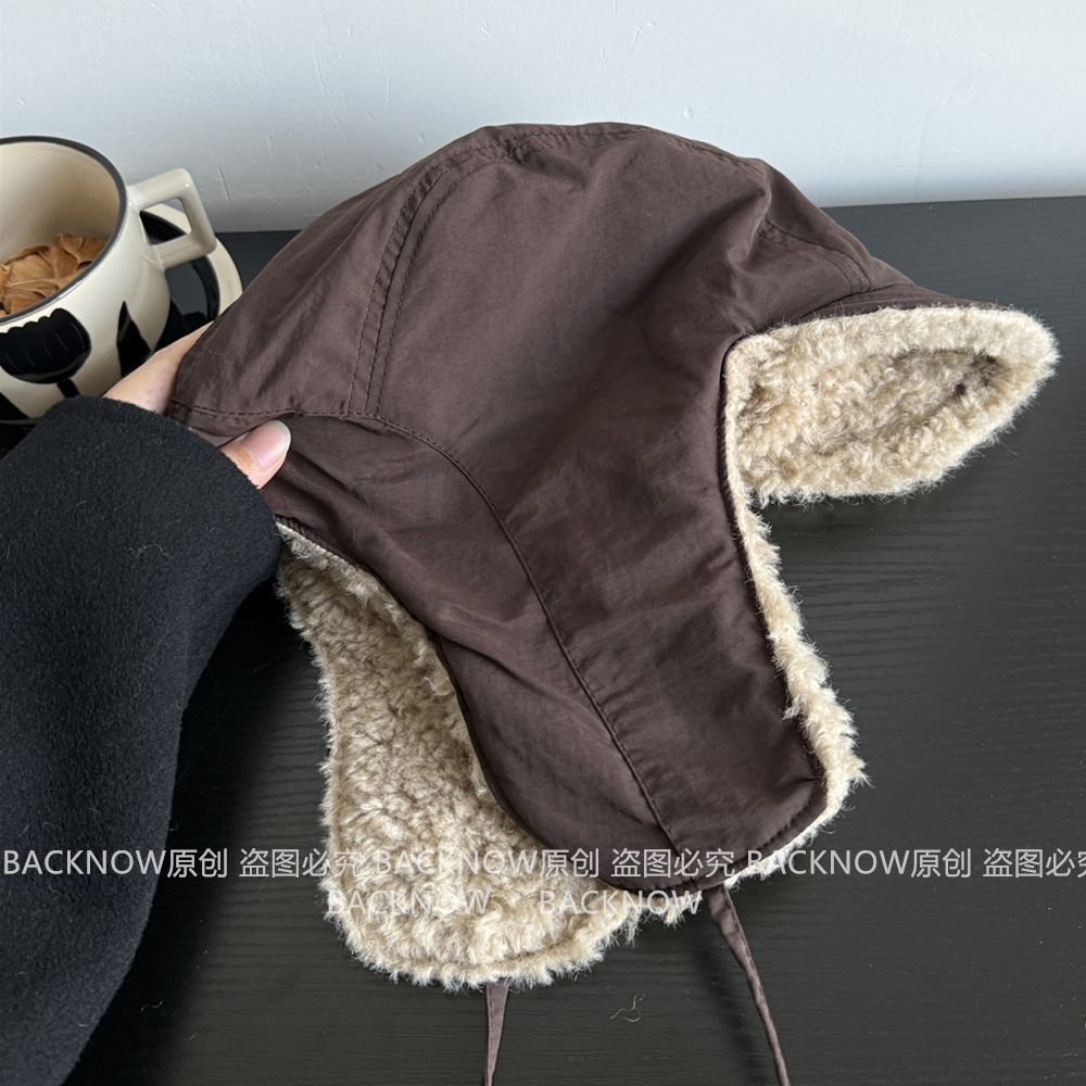 BACKNOW日本羊羔毛飞行帽护耳