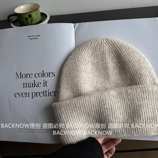 BACKNOW羊毛混纺针织帽时尚洋气宽松大头围秋冬保暖毛线帽冷帽男